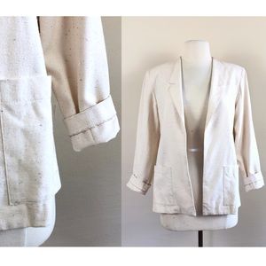 vtg silk linen 80s blazer flax boho minimalist 90s